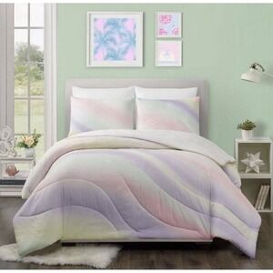 Twin/Twin XL Pastel Wave Swirl Print Comforter & Sham Set - Makers Collective